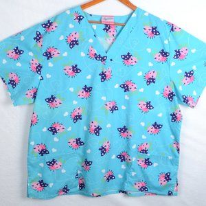 Fashion Scrubs Women's 2XL Patterned Pullover Short Sleeve Scrub Jacket